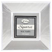 Squares - Clear 10.75" Square Plastic Dinner Plates (Case Qty: 120)