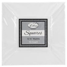 Squares - White 10.75" Square Plastic Dinner Plates (Case Qty: 120)