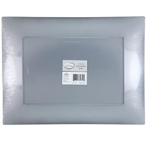 Silver 11.75" Rectangular Plastic Entree Plates (Case Qty: 120)