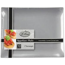 Silver 7.5" Rectangular Plastic Appetizer Plates (Case Qty: 120)