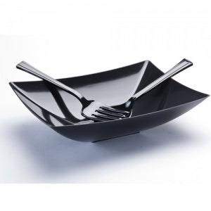 Black 128oz Rectangular Plastic Serving Bowl (Case Qty: 25)
