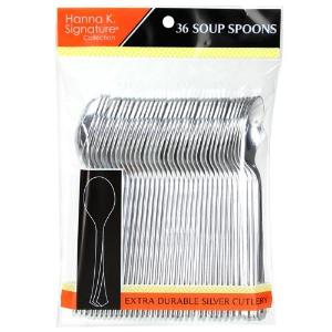 Polished Silver Plastic Soupspoons 36 Count (Case Qty: 864)