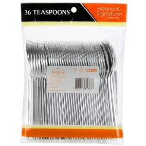 Polished Silver Plastic Teaspoons 36 Count (Case Qty: 864)