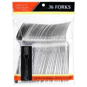 Polished Silver Plastic Forks 36 Count (Case Qty: 864)