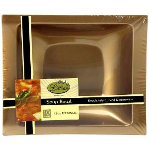 Gold 12oz Rectangular Plastic Soup Bowls (Case Qty: 120)