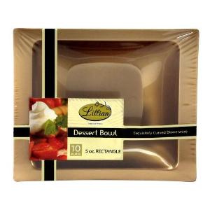 Gold 5oz Rectangular Plastic Dessert Bowls (Case Qty: 120)