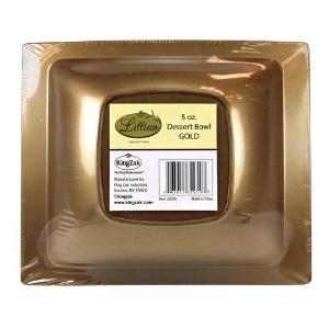 Gold 5oz Rectangular Plastic Dessert Bowls (Case Qty: 120)