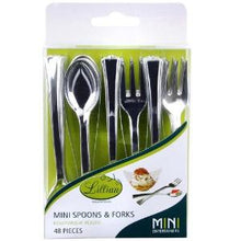 Mini Polished Silver Plastic Spoons And Forks Combo - 48 Count (Case Qty: 2400)