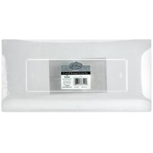 Clear 13" x 6.25" Rectangular Plastic Condiment Tray - 3 Pack (Case Qty: 72)