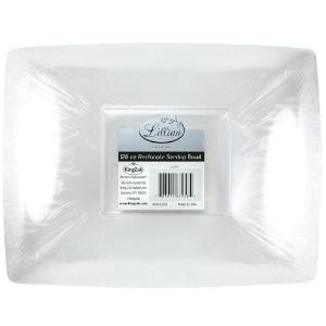 Clear 128 oz. Rectangular Plastic Serving Bowl - 2 Pack (Case Qty: 48)