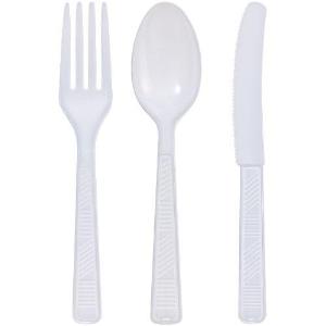 White Plastic Cutlery Combo Box - 300 Count (Case Qty: 3000)