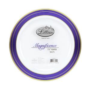 Magnificence - 7.5" Plastic Plates - Blue/Gold - 10 ct. (Case Qty: 120)