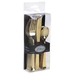 Polished Gold Plastic Cutlery - Boxed - 24 Count (Case Qty: 576)