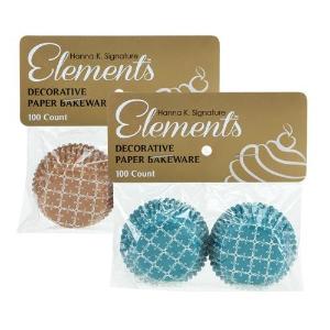 Elements - 1.25" Mini Baking Cups - Teal/Caramel - 100 count (Case Qty: 2400)