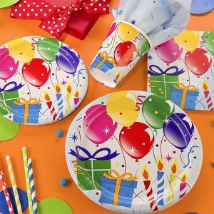 Birthday Balloons - 7" Paper Plates - 16 Count (Case Qty: 576)