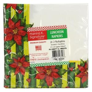 Poinsettia Wreath - Luncheon Napkin - 24 Count (Case Qty: 864)