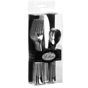 Polished Silver Plastic Cutlery - Boxed - 24 Count (Case Qty: 576)