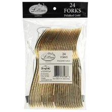 Polished Gold Plastic Cutlery - Forks - 24 Count (Case Qty: 576)