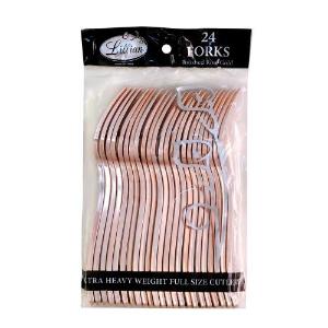 Cutlery - Polished Rose Gold - Fork - Bagged - 24 Count