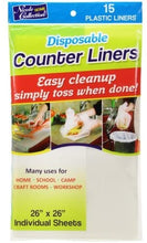 Nicole Home Collection Disposable 26" x 26" | Clear | Pack of 15 Counter Liners, 26 by 26", 15 Pieces