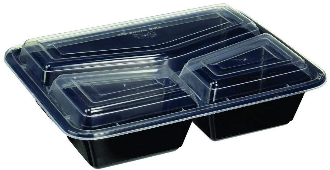 Pans Pro Meal Prep Containers BPA Free Portion Control Bento Boxes 3 Compartment