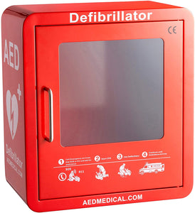 Stainless Steel AED Cabinet | 14 x 8 x 15.5 Inch Wall Mount Storage Cabinet for Defibrillators | Compact AED Surface Mount Cabinet