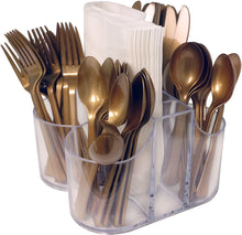 Lillian Tablesettings Cutlery Caddy Organizer 5 Compartment - Silverware Organizer & Napkin Holder - Clear (6 Pack )