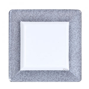 Texture Silver 7" Square Dinner Paper Plates (Case Qty: 576)