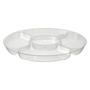 Servingware - 12" 5-Compartment Tray - Clear (Case Qty: 24)