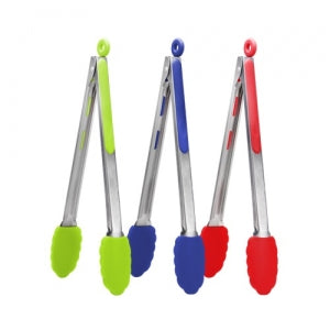 Silicone - 12" Tongs - 3 Assorted Colors (Case Qty: 24)