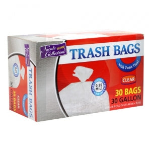 Trash Bags - 30 Gallon - Twist Tie - Trash Bag - Clear (Case Qty: 180)
