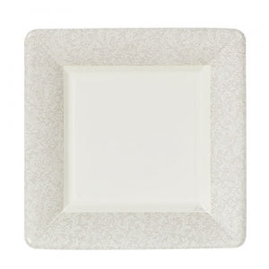 Texture Ivory 7" Square Dinner Paper Plates (Case Qty: 576)