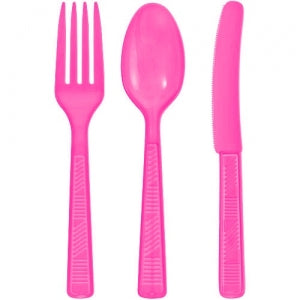 Hot Pink Cutlery Combo - 48 count (Case Qty: 2304)