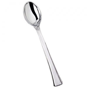 Mini Polished Silver Plastic Spoons (Case Qty: 2400)