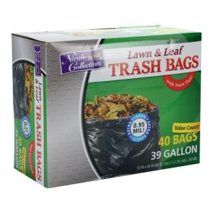Trash Bags - 39 Gallon - Twist Tie - Lawn & Leaf Bag - Black - 40 Count (Case Qty: 240)