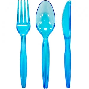 Neon Blue Plastic Combo Cutlery 24 Count (Case Qty: 864)