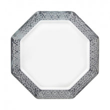 Lacetagon - 9.25" Pearl Plate - Silver Rim - 10 Count (Case Qty: 120)