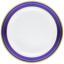 Magnificence - 10.25" Plastic Plates - Blue/Gold - 10 ct.  (Case Qty: 120)