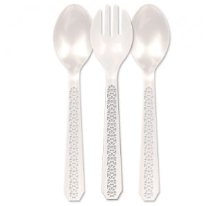 Lacetagon - Serving Set - Two Spoons and One Fork - Pearl - 3 Count (Case Qty: 144)