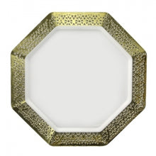 Lacetagon - 9.25" Pearl Plate - Gold Rim - 10 Count (Case Qty: 120)