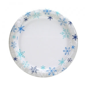 Blue Snowflakes - 8.6" Paper Plates - 48 Count (Case Qty: 576)