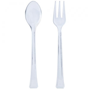 Mini Clear Plastic Spoons And Forks Combo - 48 Count (Case Qty: 2400)