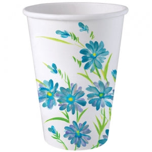 Blue Everyday Floral 12oz Paper Cup (Case Qty: 288)