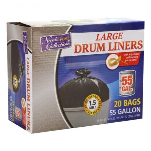 Trash Bags - 55 Gallon - Twist Tie - Drum Liner - Black (Case Qty: 120)