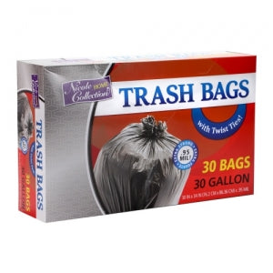 Trash Bags - 30 Gallon - Twist Tie - Trash Bag - Black (Case Qty: 500)