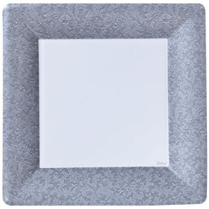 Texture Silver 10" Square Dinner Paper Plates (Case Qty: 576)