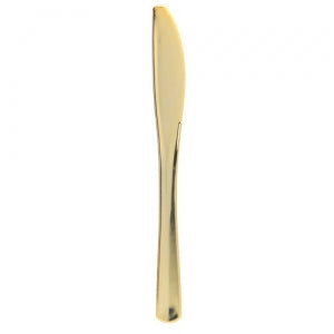 Polished Gold Plastic Cutlery - Knives - 24 Count (Case Qty: 576)