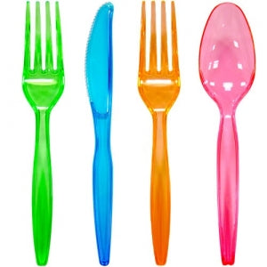 Neon Multi-Color Plastic Combo Cutlery 24 Count (Case Qty: 864)