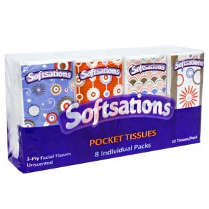 Pocket Tissues 3-Ply Facial 8 Pack (Case Qty: 384)