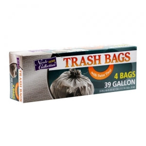 Trash Bags - 39 Gallon - Twist Tie - Trash Bag - Black (Case Qty: 192)